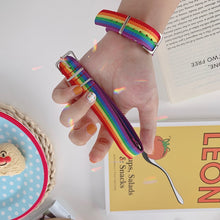 Load image into Gallery viewer, HZ 2020 Cool Guy Punk Rainbow Canvas Bracelet Adjustable Hip Hop Nylon Weave Strap Bracelet for Women Man Couple Party Jewelry