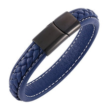 Load image into Gallery viewer, Fashion Black Red Leather Bracelets Men Wrist Band Stainless Steel Magnetic Buckle Charm Bracelets Bangles Male Jewelry Gifts