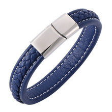 Load image into Gallery viewer, Fashion Black Red Leather Bracelets Men Wrist Band Stainless Steel Magnetic Buckle Charm Bracelets Bangles Male Jewelry Gifts