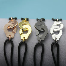 Load image into Gallery viewer, France Popular 925 Sterling Silver Handcuff Bracelet For Women With Black Rope 925 Silver Bracelet Menottes Only 925 Stamp