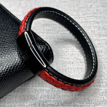 Load image into Gallery viewer, Fashion Black Red Leather Bracelets Men Wrist Band Stainless Steel Magnetic Buckle Charm Bracelets Bangles Male Jewelry Gifts