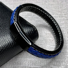 Load image into Gallery viewer, Fashion Black Red Leather Bracelets Men Wrist Band Stainless Steel Magnetic Buckle Charm Bracelets Bangles Male Jewelry Gifts