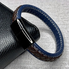 Load image into Gallery viewer, Fashion Black Red Leather Bracelets Men Wrist Band Stainless Steel Magnetic Buckle Charm Bracelets Bangles Male Jewelry Gifts
