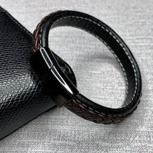Load image into Gallery viewer, Fashion Black Red Leather Bracelets Men Wrist Band Stainless Steel Magnetic Buckle Charm Bracelets Bangles Male Jewelry Gifts