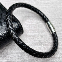 Load image into Gallery viewer, Fashion Black Red Leather Bracelets Men Wrist Band Stainless Steel Magnetic Buckle Charm Bracelets Bangles Male Jewelry Gifts